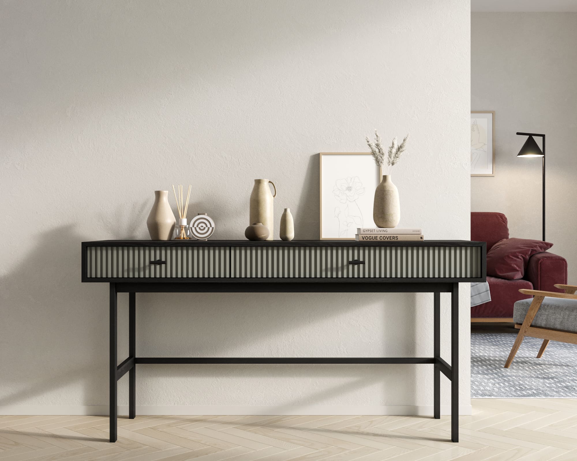 Консоль с двумя ящиками "Emerson" арт EM22/gray/L в интернет-магазине