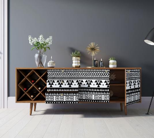 Комод "Berber" удлиненный с бутылочницей 19 принт арт BB15/Print_19