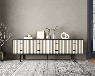 Комод с восемью ящиками "Emerson" арт EM03/milky/L