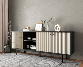 Комод с дверками и нишей "Emerson" арт EM15/milky/L