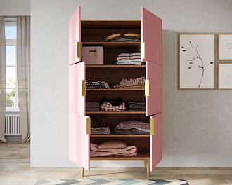Большой комод с шестью дверками "Line" LN04/GR1/pink
