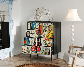 Комод на восемь ящиков "Emerson" Матрешки арт EM20/Art04