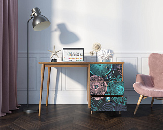 Стол рабочий "Berber" принт 32 с одной тумбой арт BB31/Print_32