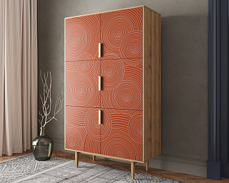 Большой комод с шестью дверками "Line" R20/red