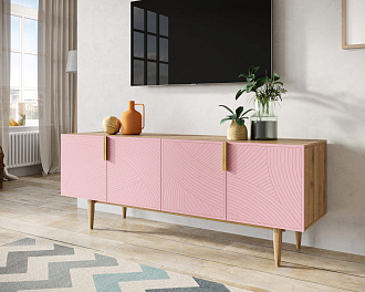 Комод под TV с четыремя дверками "Line" LN06/GR1/pink