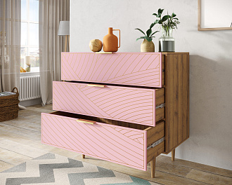 Комод с тремя ящиками "Line" LN12/GR1/pink