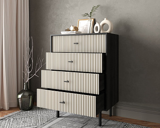 Комод вертикальный с четырьмя ящиками "Emerson" арт EM18/milky/L