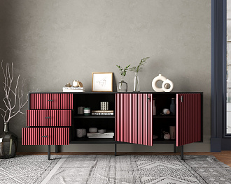 Комод с дверками и нишей "Emerson" арт EM15/red/L