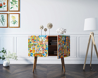 Комод на высоких ножках "Berber" малый 1 принт арт BB13/Print_01