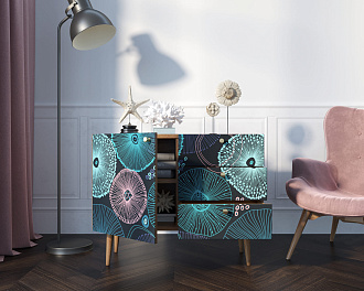 Комод "Berber" три ящика и дверка 32 принт арт BB34/Print_32