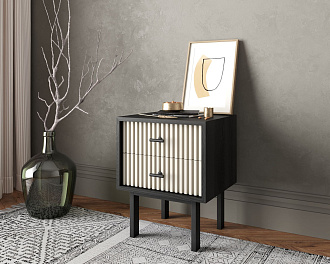 Тумбочка с двумя ящиками "Emerson" арт EM16/milky/L