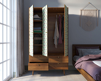 Шкаф трехстворчатый "Berber" принт 24 арт BB02/Print_24