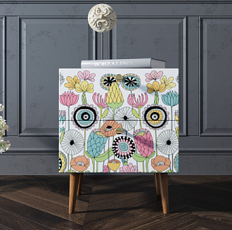 Тумбочка "Berber" с двумя ящиками 3 принт арт BB03/Print_03