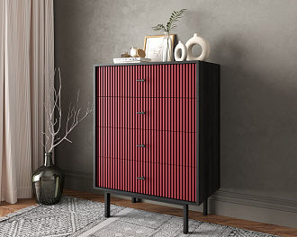 Комод вертикальный с четырьмя ящиками "Emerson" арт EM18/red/L