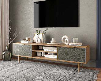 Комод "Line" с нишей низкий под TV R27/browngrey
