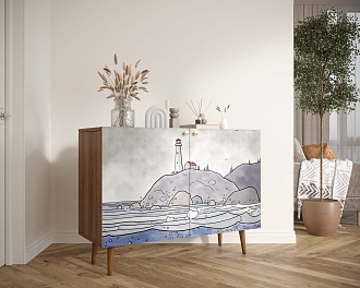 Комод с принтом 51 "Berber" две дверки арт BB04/Print_51
