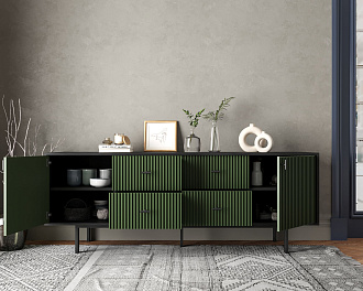 Комод две дверки и четыре ящика "Emerson" арт EM19/green/L