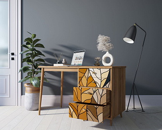 Стол рабочий "Berber" принт 08 с одной тумбой арт BB31/Print_08