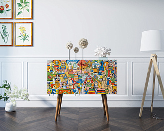 Комод на высоких ножках "Berber" малый 1 принт арт BB13/Print_01