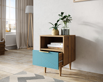 Тумбочка с нижним ящиком "Line" LN09/GR1/blue