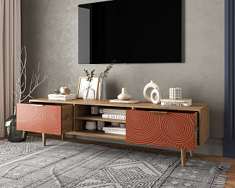 Комод "Line" с нишей низкий под TV R27/red