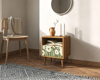Тумбочка "Berber" с одним ящиком 53 принт арт BB06/Print_53