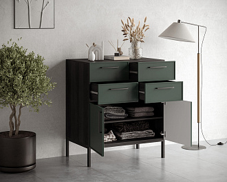 Большой комод с четырьмя ящиками и дверками "Nicole" NLN17G