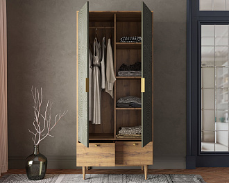 Шкаф двухстворчатый  с ящиками "Line" R26/browngrey