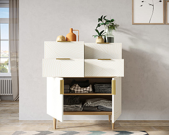 Большой комод с четырьмя ящиками и дверками "Line" LN17/GR1/beige