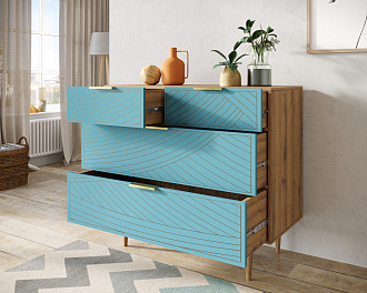 Комод с четыремя ящиками "Line" LN14/GR1/blue