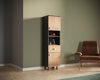 Узкий шкаф с одним ящиком и дверками "Split" SP09