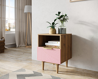 Тумбочка с нижним ящиком "Line" LN09/GR1/pink