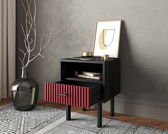 Тумбочка с нижним ящиком "Emerson" арт EM17/red/L