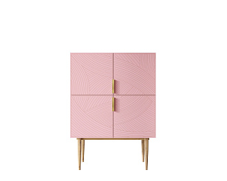 Малый комод с четырьмя дверками на высоких ножках "Line" LN13/GR1/pink