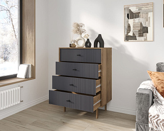 Комод вертикальный с четырьмя ящиками "Emerson" арт EM18/7024/L