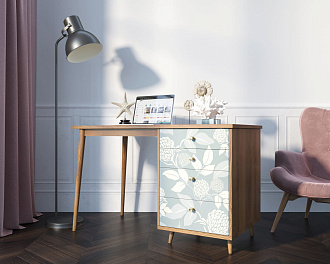 Стол рабочий "Berber" принт 39 с одной тумбой арт BB31/Print_39