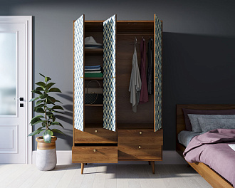 Шкаф трехстворчатый "Berber" принт 13 арт BB02/Print_13