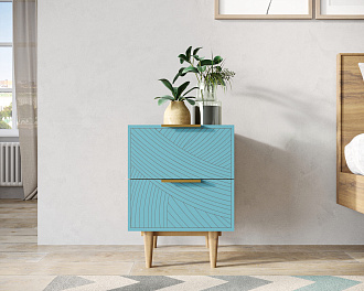 Тумбочка с двумя ящиками "Line" LN07/GR1/blue