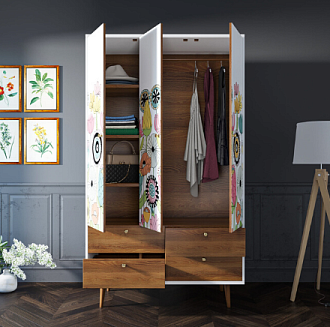 Шкаф трехстворчатый "Berber" принт 3 арт BB02/Print_03