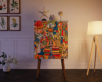 Комод на высоких ножках "Berber" принт 1 арт BB09/Print_01