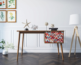 Стол рабочий "Berber" принт 2 с одной тумбой арт BB20/Print_02