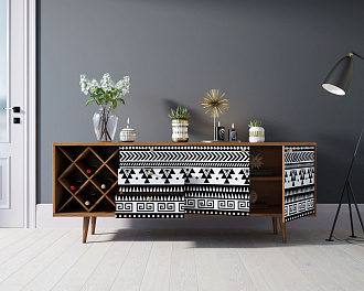 Комод "Berber" удлиненный с бутылочницей 19 принт арт BB15/Print_19