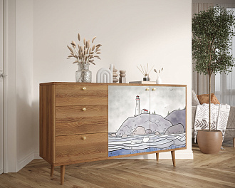 Комод "Berber" с двумя дверками и ящиками  арт BB05/Print_51