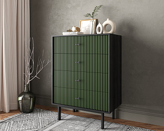 Комод вертикальный с четырьмя ящиками "Emerson" арт EM18/green/L