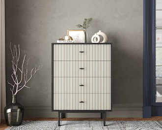 Комод вертикальный с четырьмя ящиками "Emerson" арт EM18/milky/L