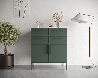 Большой комод с четырьмя ящиками и дверками "Nicole" NLN17G