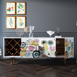 Комод "Berber" удлиненный с бутылочницей арт BB15/Print_03