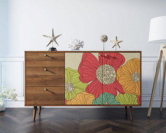 Комод "Berber" с двумя дверками и ящиками 5 принт арт BB05/Print_05