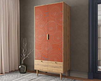 Шкаф двухстворчатый  с ящиками "Line" R26/red