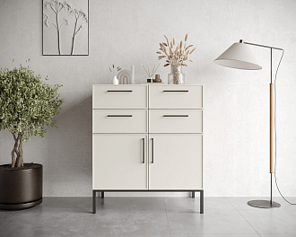 Большой комод с четырьмя ящиками и дверками "Nicole" NLN17